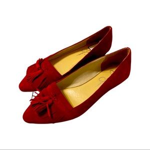 New Jessica Simpson Red Suede Leather Flats